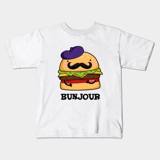 Bunjour Cute French Burger Bun PUn Kids T-Shirt